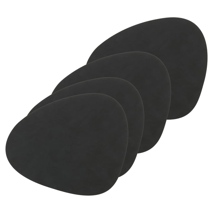 Place mat Curve L from LindDNA in Nupo black (set of 4)