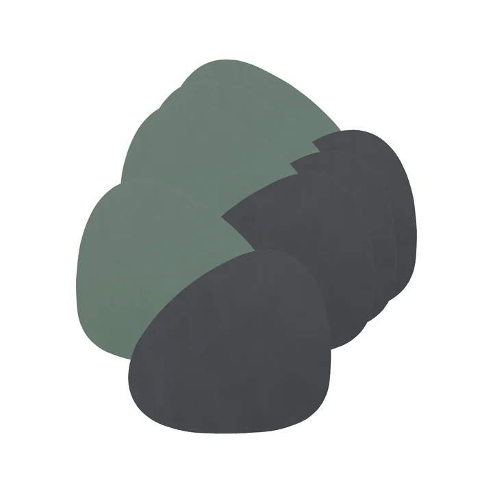 Glass coaster Curve Double from Lind DNA in cloud anthracite / Nupo pastel green (set of 4)