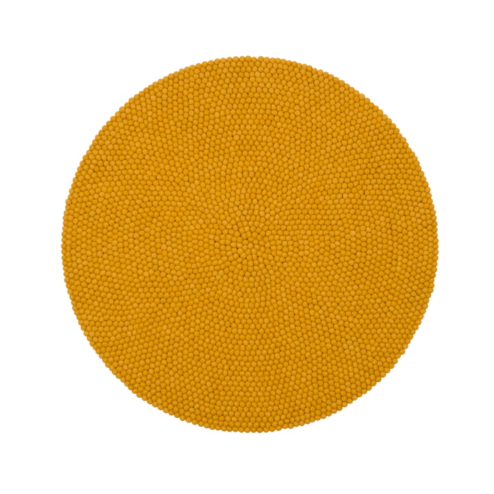 Klara felt ball carpet Ø 140 cm by myfelt in mustard yellow