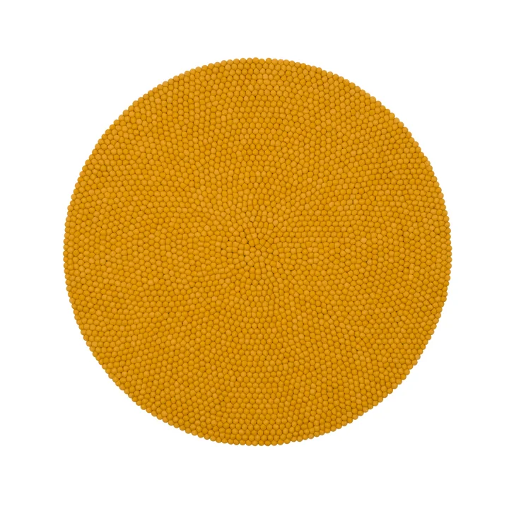 Klara Felt ball rug Ø 140 cm from myfelt in mustard yellow