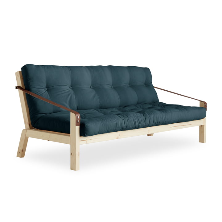 Poetry Sofa bed from Karup Design in pine nature / petrol-blue
