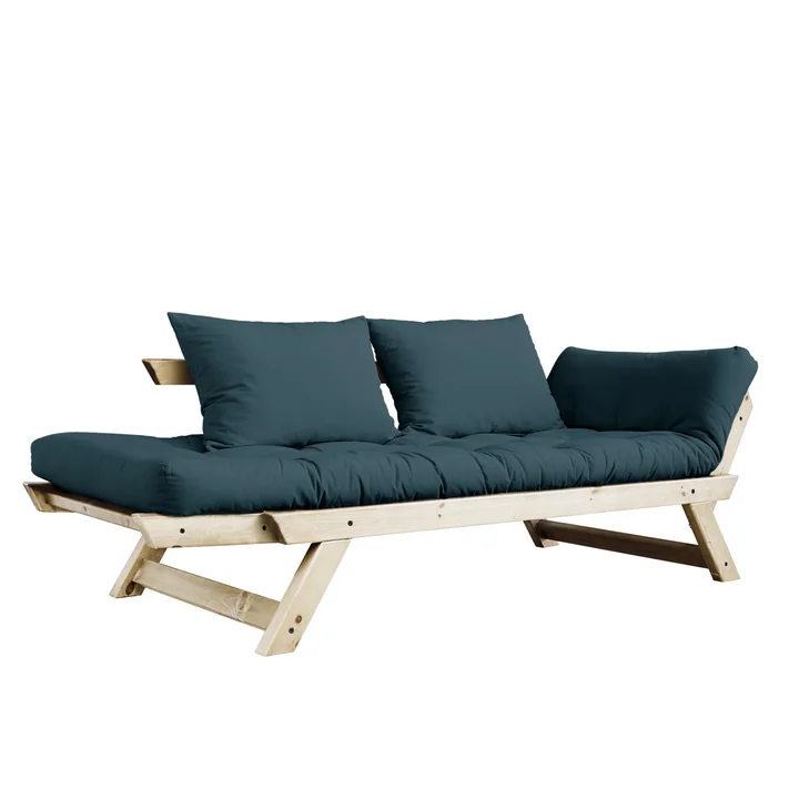 Bebop Sofa from Karup Design in natural pine / petrol blue