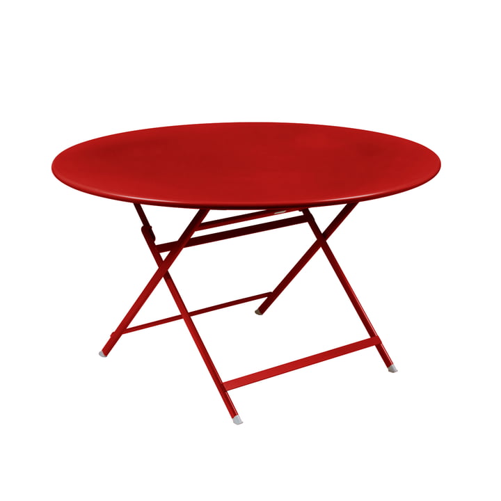 Caractére, folding table. Ø 128 cm, poppy red by Fermob