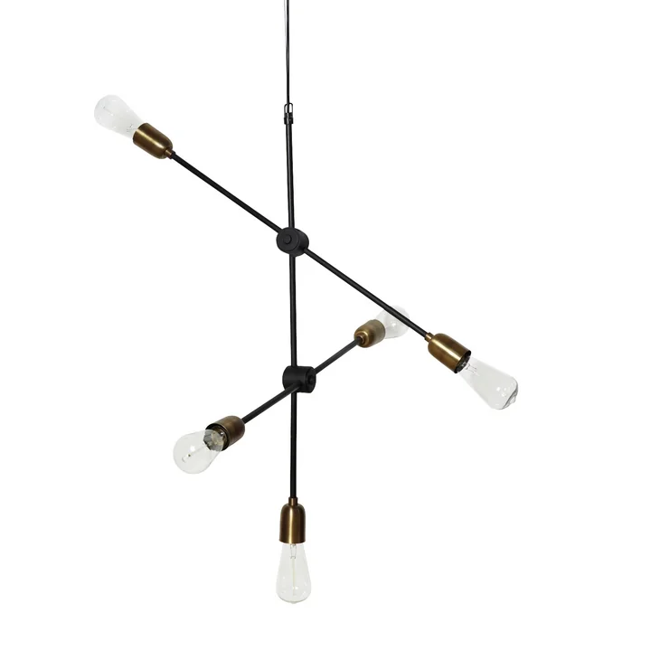 Molecular pendant lamp 5 illuminant from House Doctor in black / brass