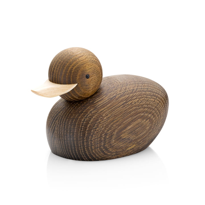 Lucie Kaas - Skjøde duck wooden figure large, smoked oak / maple
