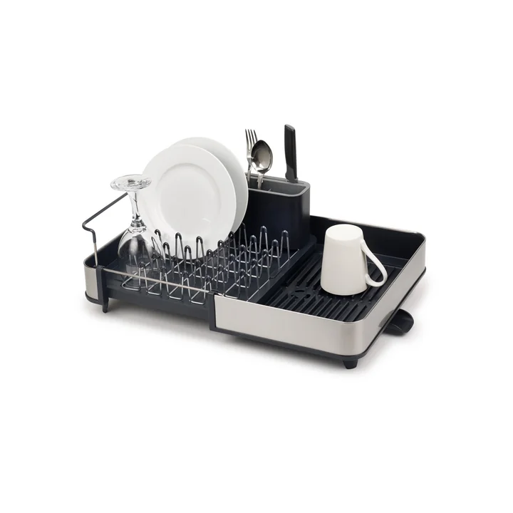 Extend Steel Pull-out dish rack with drainage spout, gray from Joseph Joseph