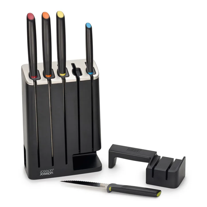 Elevate 5-piece knife set with knife block, black from Joseph Joseph