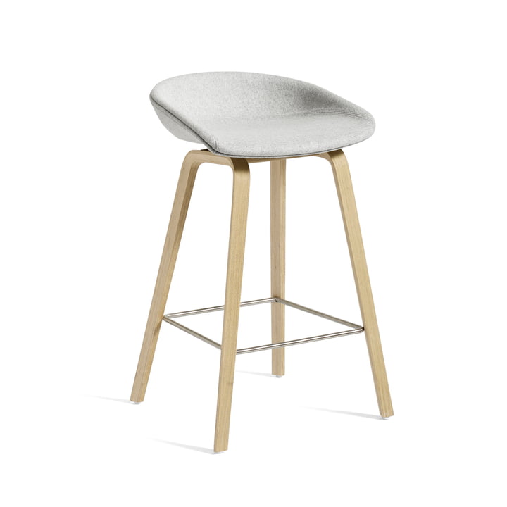 About A Stool AAS 33 H 75 cm by Hay in oak frame (soaped) / seat cushion Divina Melange 120