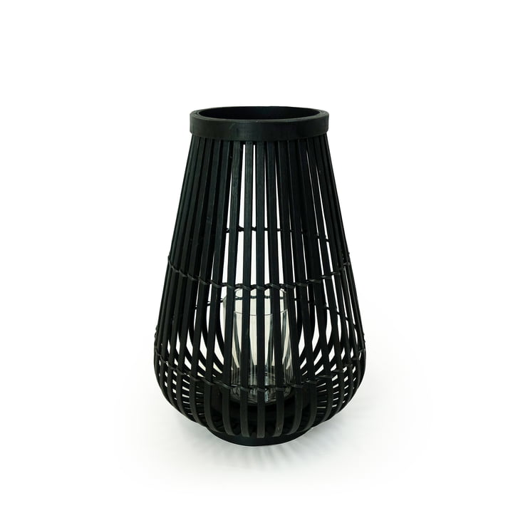 Bamboo lantern in black, 36 cm