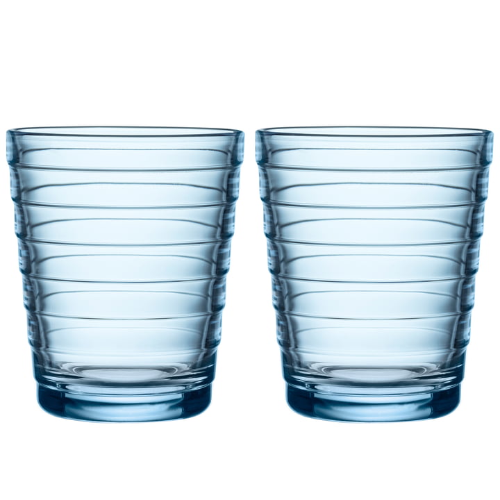 Aino Aalto Glass tumbler 22 cl from Iittala in aqua (set of 2)