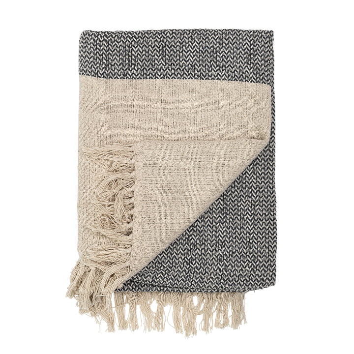 blanket with fringes 160 x 130 cm from Bloomingville in beige