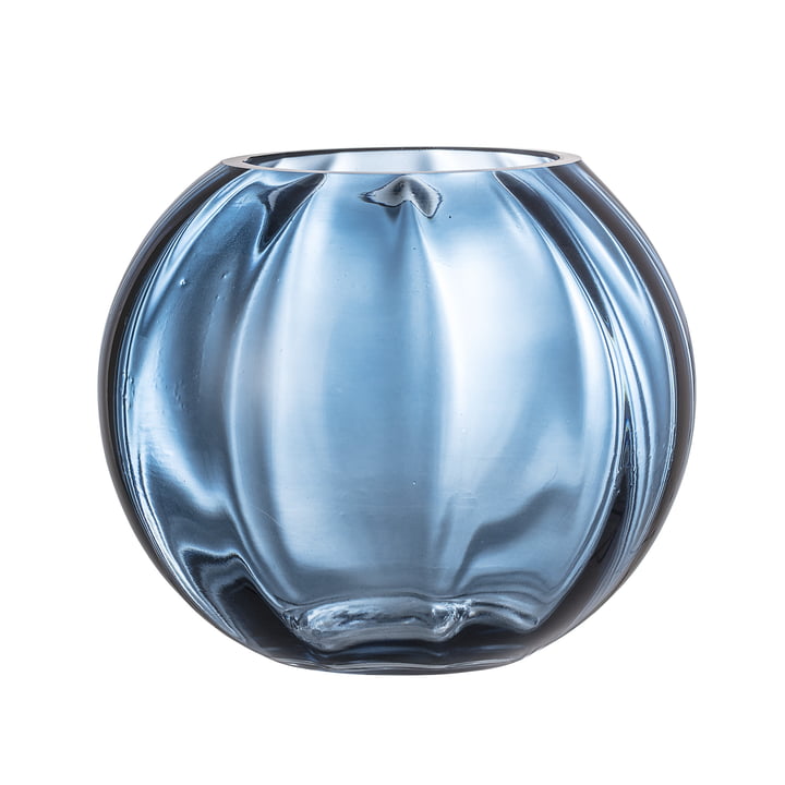 Bloomingville - Glass vase, Ø 18 x H 15 cm, blue