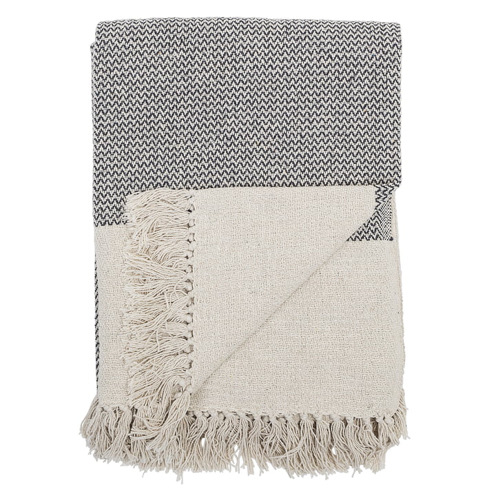blanket with fringes 160 x 130 cm from Bloomingville in grey
