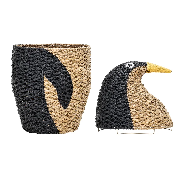 Storage basket Penguin by Bloomingville in nature / black