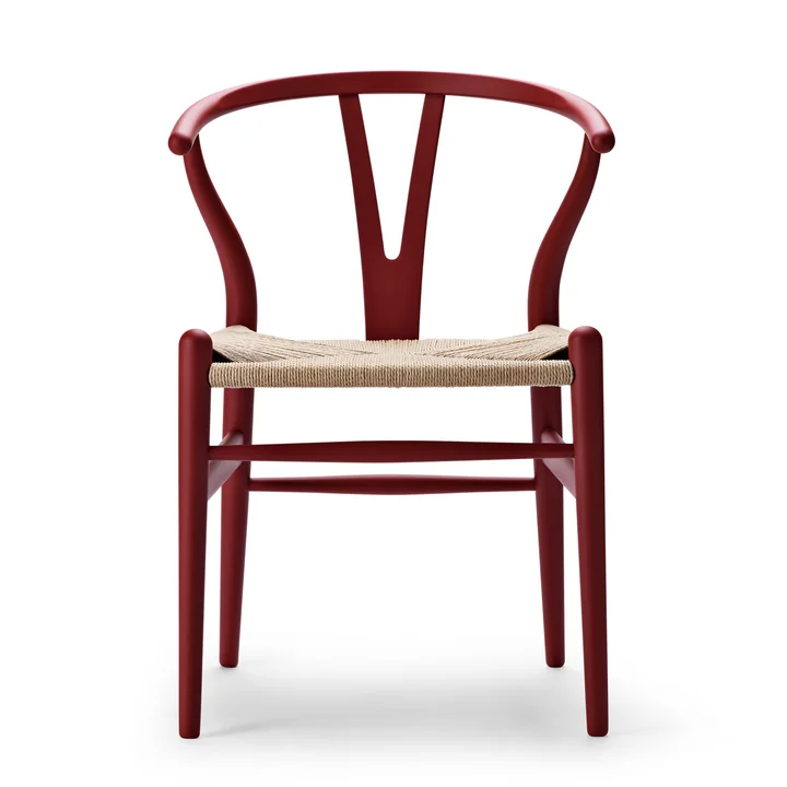 CH24 Wishbone Chair from Carl Hansen in soft red / natural wickerwork