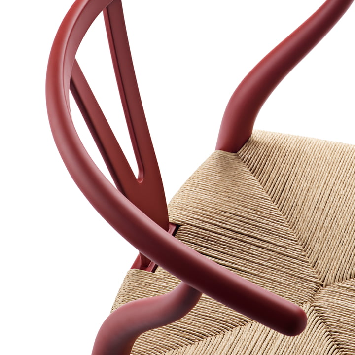 CH24 Wishbone Chair from Carl Hansen in soft red / natural wickerwork