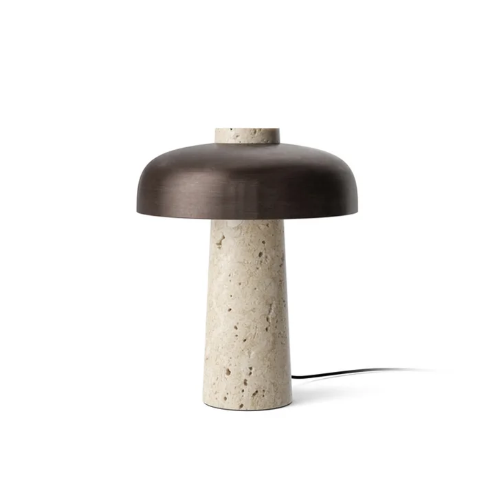 Reverse Table lamp, Ø 24 x H 30 cm, burnished brass / travertine stone by Audo