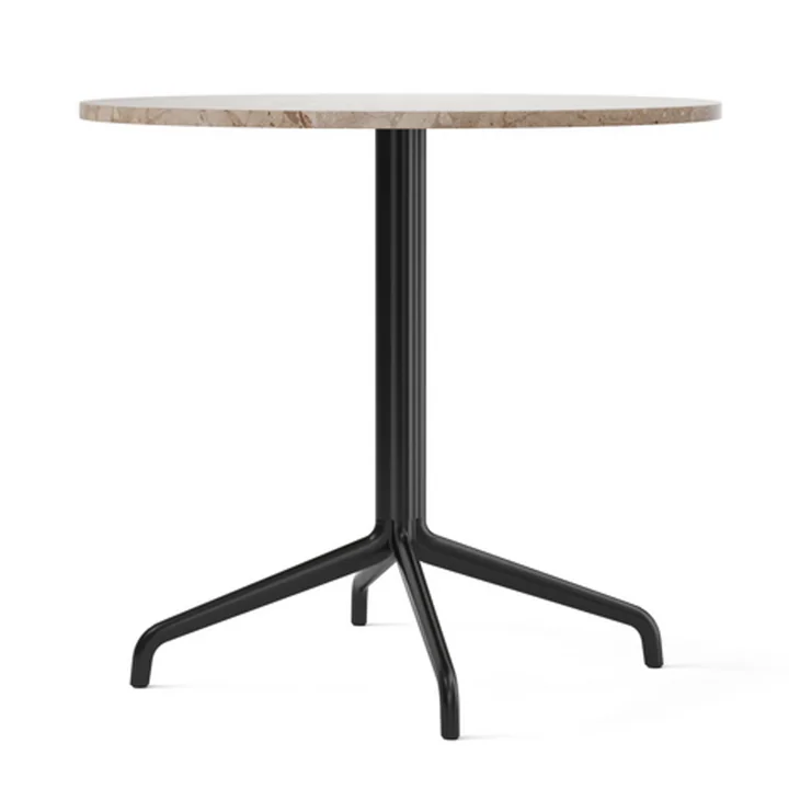 Harbour Column bistro table Ø 80 cm, four feet, marble Kunis Breccia / black of Audo
