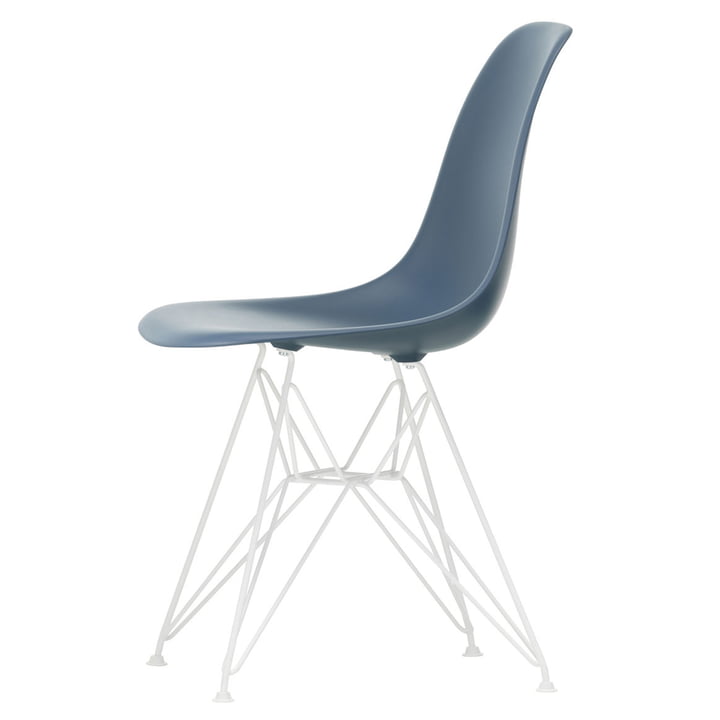 Vitra - Eames Plastic Side Chair DSR, white / sea blue (felt glides white)