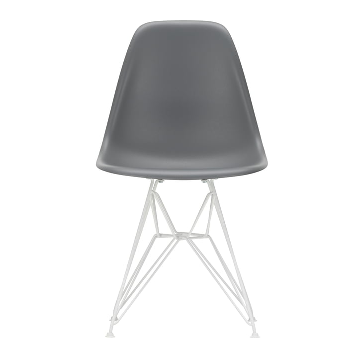 Vitra - Eames Plastic Side Chair DSR, white / granite grey (felt glides white)