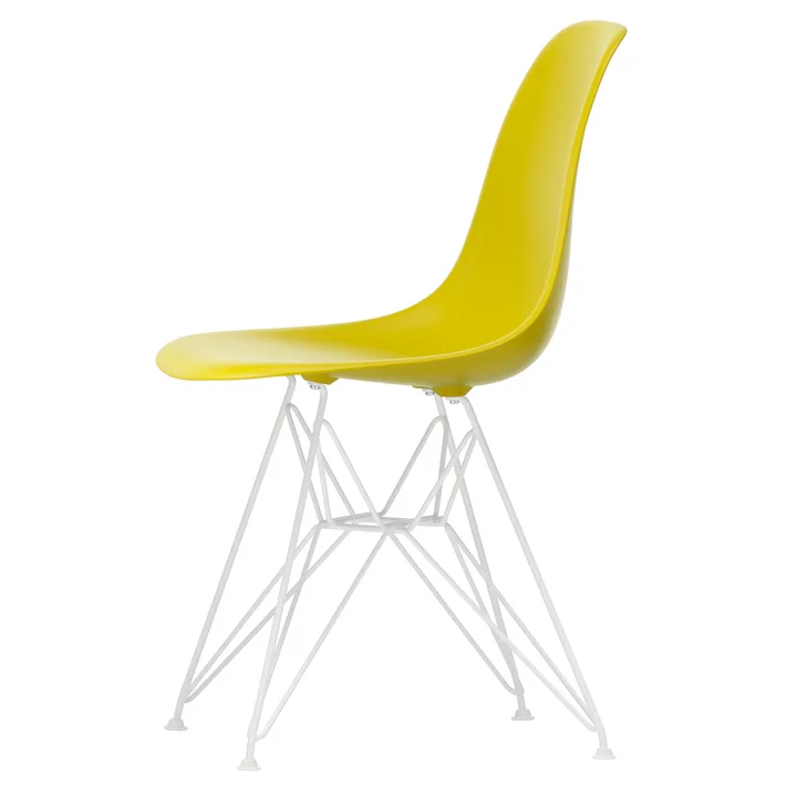Vitra - Eames Plastic Side Chair DSR, white / mustard (felt glides white)