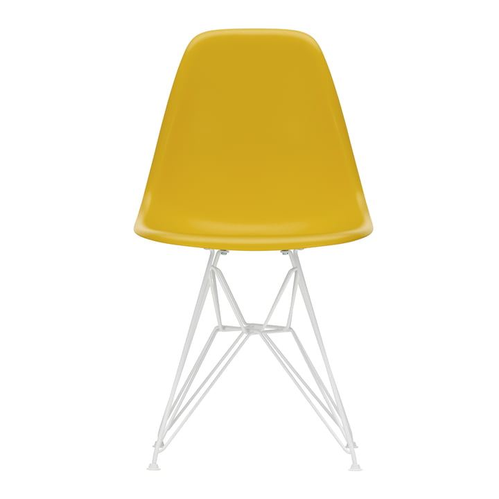 Vitra - Eames Plastic Side Chair DSR, white / mustard (felt glides white)