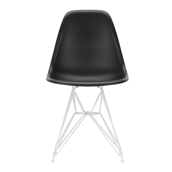 Vitra - Eames Plastic Side Chair DSR, white / deep black (felt glides white)