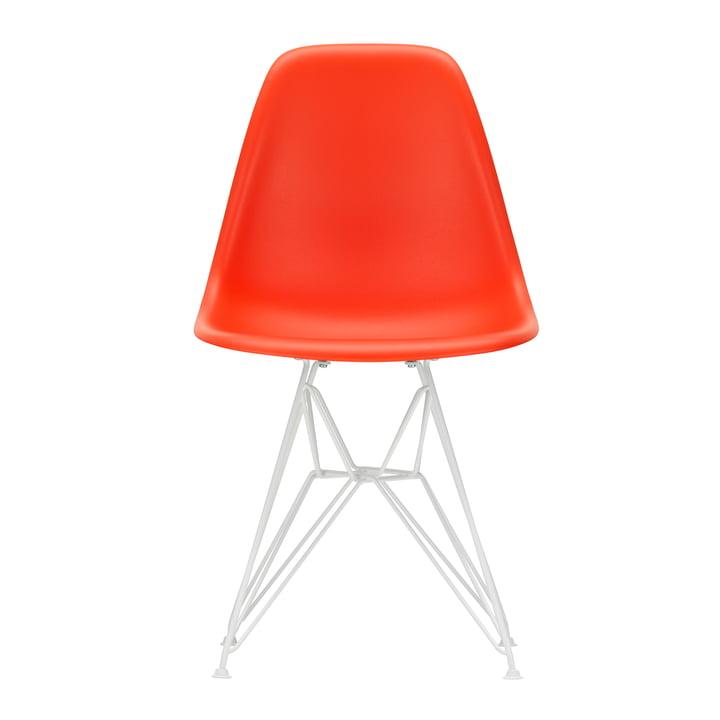 Vitra - Eames Plastic Side Chair DSR, white / poppy red (felt glides white)