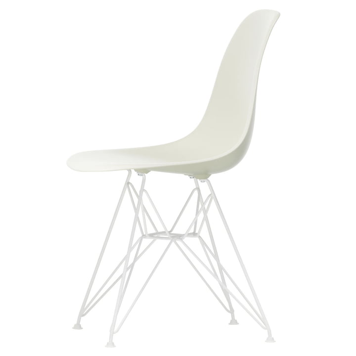 Vitra - Eames Plastic Side Chair DSR, white / pebble (felt glides white)