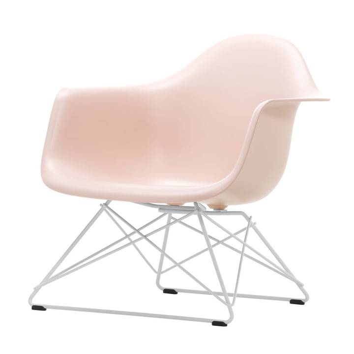 Eames Plastic Armchair LAR from Vitra in white / pale pink (basic dark felt glides)