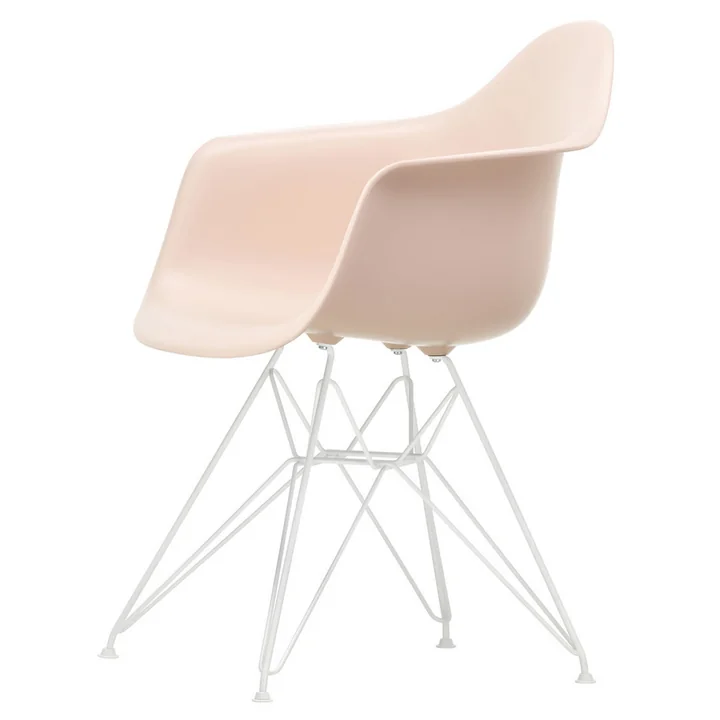 Eames Plastic Armchair DAR from Vitra in white / pale pink (white felt glides)