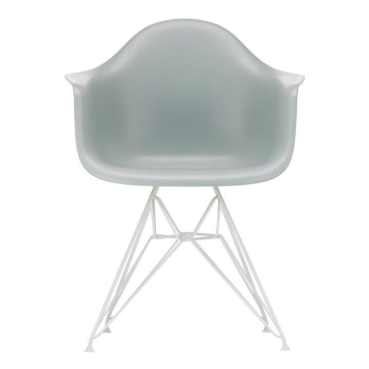Eames Plastic Armchair DAR from Vitra in white / light grey (felt glides white)