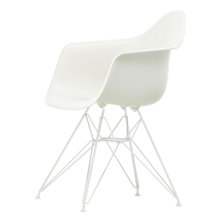 Eames Plastic Armchair DAR from Vitra in white / white (white felt glides)