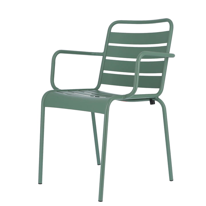 Mya metal chair with armrest by Fiam in sage