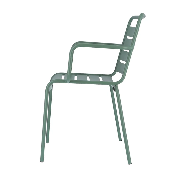 Mya metal chair with armrest by Fiam in sage