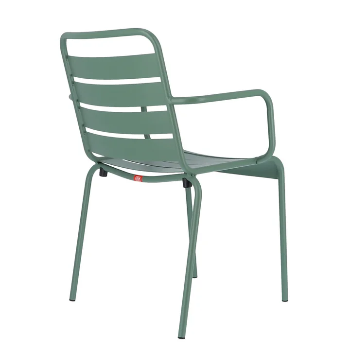Mya metal chair with armrest by Fiam in sage