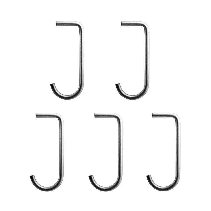 Hooks for metal shelves from String in stainless steel (set of 5)