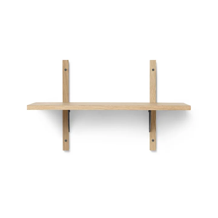 Sector wall shelf single, 54 cm, oak / brass black by Ferm Living