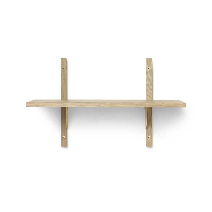 Sector wall shelf single, 54 cm, oak / brass from Ferm Living