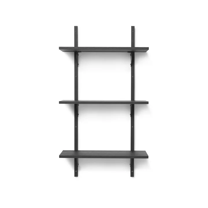 Sector wall shelf triple, 54 cm, ash black / brass black by Ferm Living