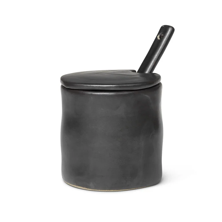 Flow Jam jar with spoon by Ferm Living in black
