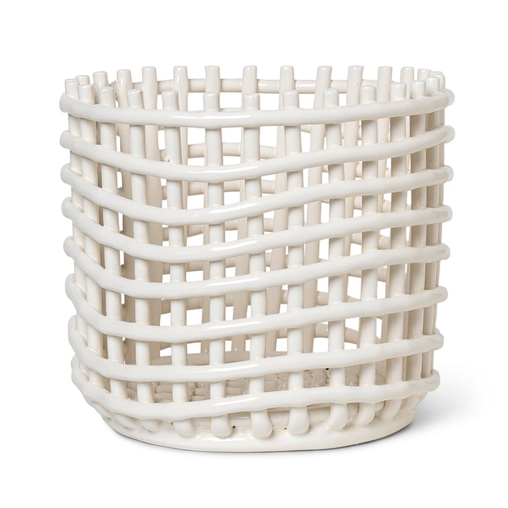 Ceramic basket large by ferm Living in off-white