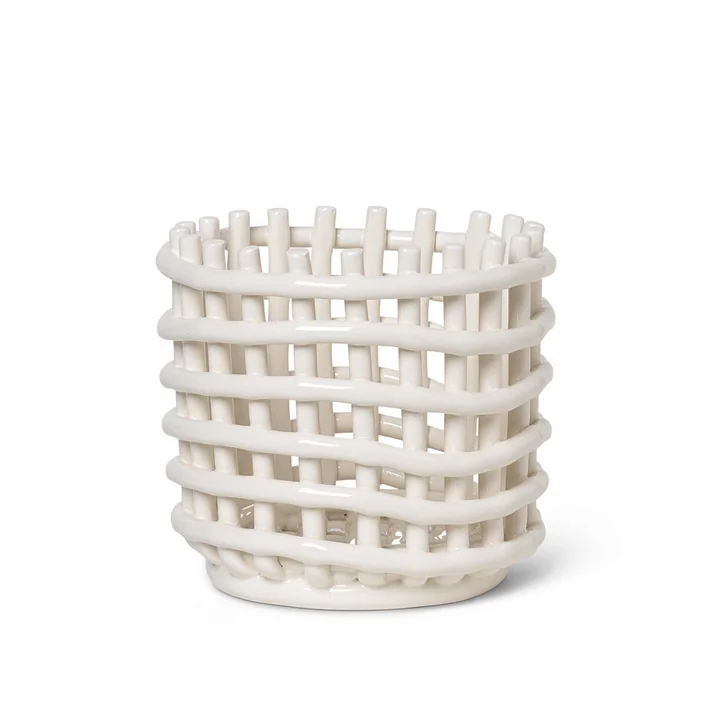 Ceramic basket small by Ferm Living in off-white