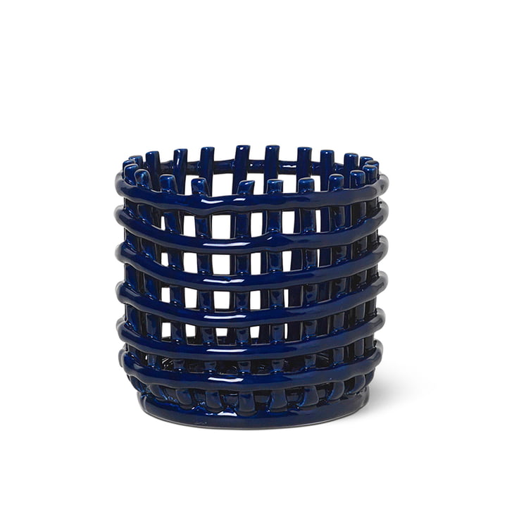 Ceramic basket small by ferm Living in blue