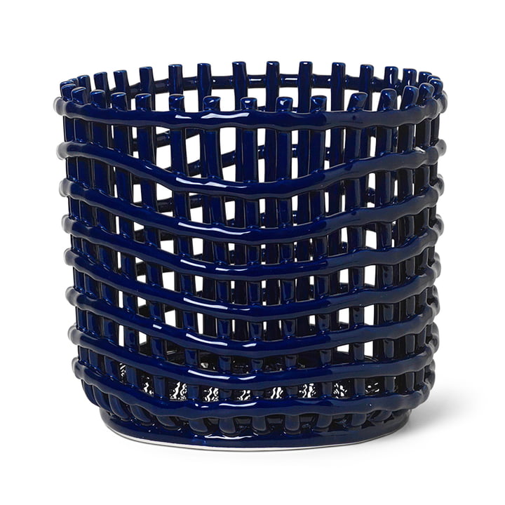 Ceramic basket large by ferm Living in blue
