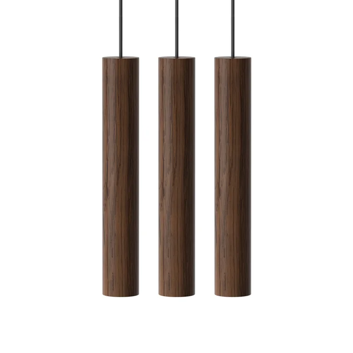 Chimes Cluster 3 LED pendant light, Ø 3 x 22 cm, dark oak from Umage