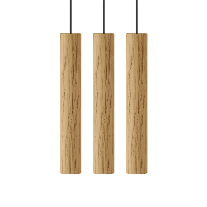 Chimes Cluster 3 LED pendant light, Ø 3 x 22 cm, oak from Umage