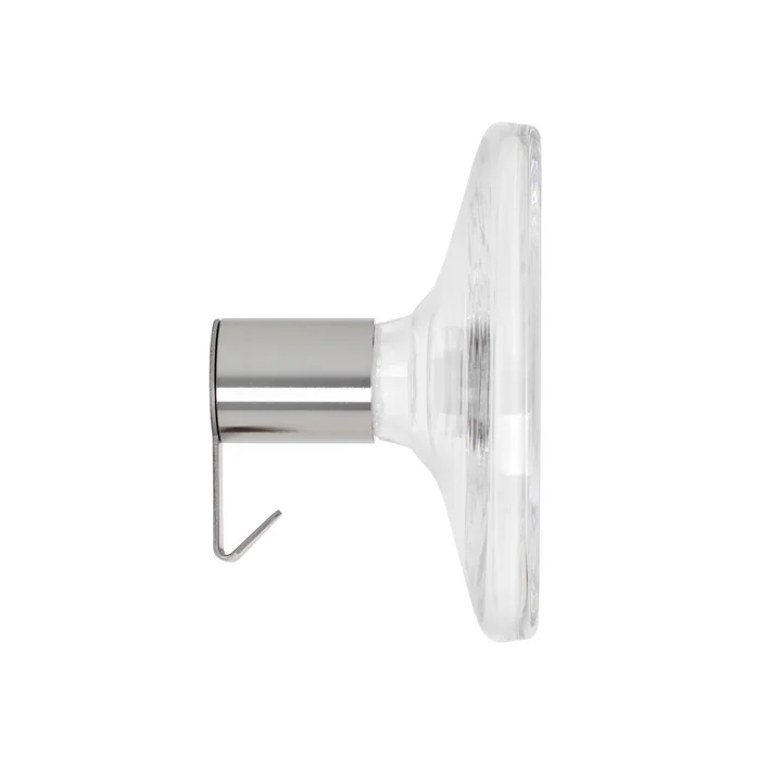 Bulb wall hook, clear with hook, stainless steel brushed by Schönbuch