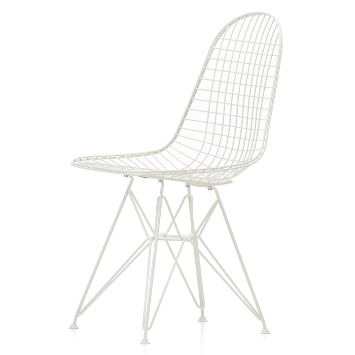 Wire Chair DKR (H 43 cm) from Vitra in white / without cover, felt glides (white)