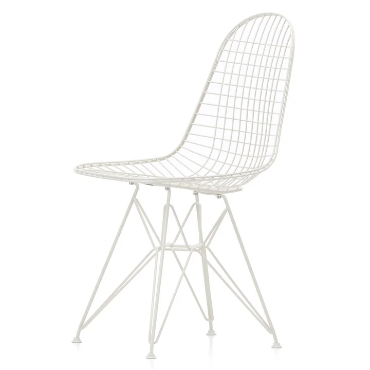 Wire Chair DKR (H 43 cm) from Vitra in white / without cover, felt glides (white)